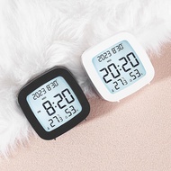 Simple Multifunctional Clock Temperature Humidity Small LCD Clock Student Clock Creative Bedside Ala