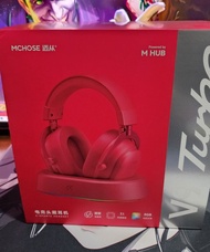 MCHOSE V9 Turbo 三模無線頭戴式遊戲耳機(連磁吸充電底座)(桃紅)