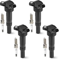 4PCS Ignition Coil Pack with 4PCS Iridium Spark Plug Compatible with Hyundai Elantra Coupe GT Tuscon