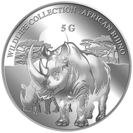 999 Pure Silver | 5g Rhinoceros Silver Medallion
