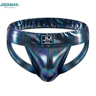 JOCKMAIL Jockstrap สำหรับผู้ชายนุ่มหนังผู้ชายกางเกงในสีชมพูสำหรับผู้ชาย Jockstrap สีรุ้งสีดำ