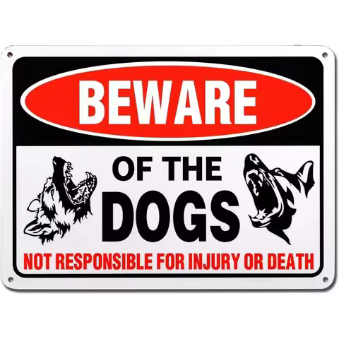 Beware of Dog Sign, 12"x 8" Rust Free Aluminum, UV Printed - Professional Graphics Easy to Mount Ind