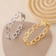 European American New Style Fashion Glossy Heart Hollow Bracelet Heart-to-Heart Buckle All-Match Sta