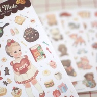 韓國【Afrocat】paper doll mate sticker 2 （白底）手帳 貼紙6張 生活 心情 進口