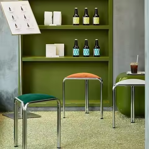 Retro Triangle Small Bench, Multifunctional Seat for Home, Cafe & Hotel