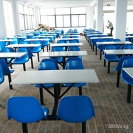 Canteen Tables and Chairs Combination School Canteen Table &amp; Chair4Human Position Student Staff One-Piece Fast Food Table and Chair Combination