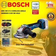 SYK Bosch GWS18V-11S GWS 18V-11 S Cordless Angle Grinder Cordless Grinder Mesin Bateri Potong Besi 0