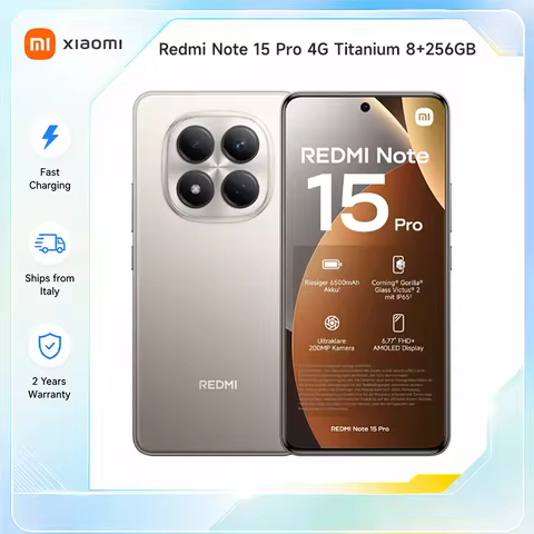 Xiaomi Redmi Note 15 Pro 4G Titanium 8+256GB Smartphone NFC 6.77" FHD+ AMOLED Display 6500mAh Batter