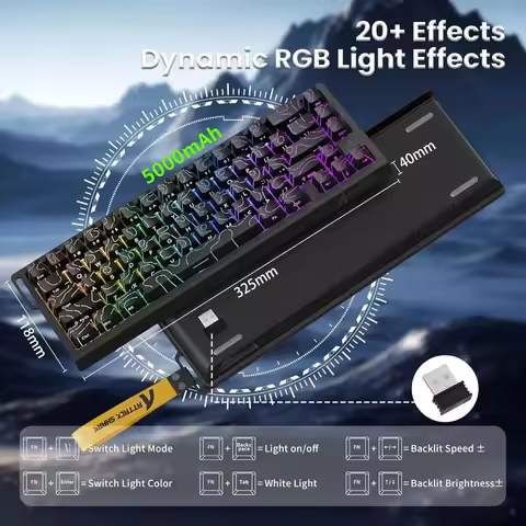 Attack Shark X68PRO HE Wireless Gaming Keyboard - 8000Hz Polling Rapid Trigger Hot-Swappable Magneti