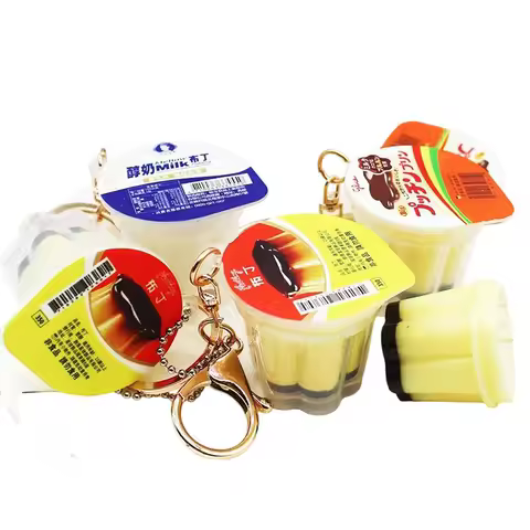 Japanese Pudding Keychain Play Pudding Jell-O Keychain Miniature Yogurt Pudding Ice Cream Pendant So