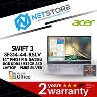 ACER SWIFT 3 SF314-44-R5LV 14” FHD | R5-5625U 8GB DDR4 | 512GB SSD LAPTOP - PURE SILVER - NX.K0USM.001