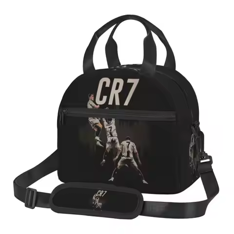 Custom CR7 Soccer Lovers Print Insulated Lunch Bag for Work School Resuable Thermal Cooler Bento Tot