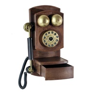 โทรศัพท์โทรศัพท์พื้นฐานแบบหมุนย้อนยุคโทรศัพท์มีสายแบบย้อนยุคพร้อมกับกล่องเก็บของโทรศัพท์โบราณสำหรับต