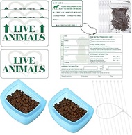 Eaasty 23 Pcs Pet Airline Travel Kit Kennel Travel Kit, Includes 4 Live Animal Stickers 2 Pet Travel Bowl 1 Live Animal Label 5 Storage Bag 10 Cable Ties 1 Tag Travel Accessories for Pets Dogs Cats