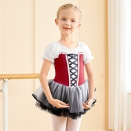 Elegant Contrast ตาข่ายชุดเต้นรําสําหรับสาวพัฟแขนบัลเล่ต์สไตล์ Tutu ชุดประสิทธิภาพ Leotard เด็ก Tull
