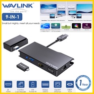 Wavlink 9-In-1 USB 3.สถานีเชื่อมต่อสากล0พร้อม HDMI 2KVGA 1080PGbps USB 3.0เครื่องอ่านบัตร TF SD/Disp