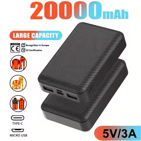 20000mAh Power Bank 5V 3A Portable Charger for Heated Vest Jacket Power Bank for Mi iPhone Air Condi