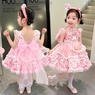 Sanrio MyMelody ชุดเจ้าหญิงแสนสวยโลลิต้าชุดชุดคอสเพลย์เจ้าหญิงสง่างามชุดปาร์ตี้ฮาโลวีนสำหรับเด็กผู้ห