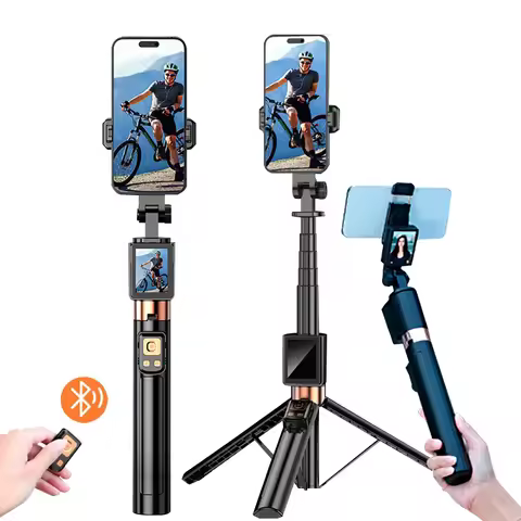 Portable Selfie Stick Tripod Stand with Small Screen Casting Selfie Monitor with Remote Extendable T