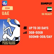 SIMPLY [eSIM] UAE | Up to 30 Days | Daily:500MB-3GB | Total:3GB-50GB Data | No Registration Required