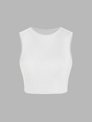 Cider เสื้อกล้ามครอปท็อปผู้หญิง เสื้อแฟชั่นผญ ลุคสตรีท สไตล์เซ็กซี่Solid Sleeveless Crop Top