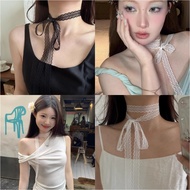 Korean Women Sexy White Lace Ribbon Necklace Choker