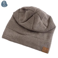 [PANDAB] Autumn And Winter Plus Velvet Pullover Hat Mixed Color Thick Windproof Wool Hat Unisex Knit