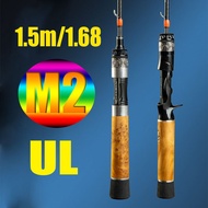 【TRAINFIS】Wooden Handle UL Fishing Rod 1.5m/1.68m Flexible Spinning Rod Full Solid Carbon Tip Part 1