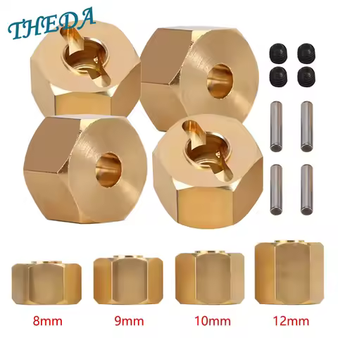 8/9/10mm Metal Brass Heavier Wheel Hex Hub for 1/10 RC Crawler Axial SCX10 90046 RR10 RGT 86100 MST 