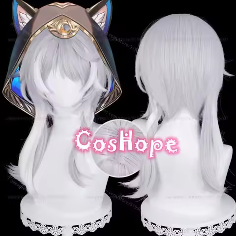 HSR Cipher Cosplay Wig Cifera 65cm Long Silver White Wig Cosplay Anime Cosplay Wigs Heat Resistant S
