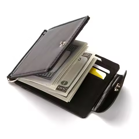 1 Men's Fashionable Wallet, Creative Card Holder, Men's Work Id Flip Cover with Clasp, Dollar Bill C