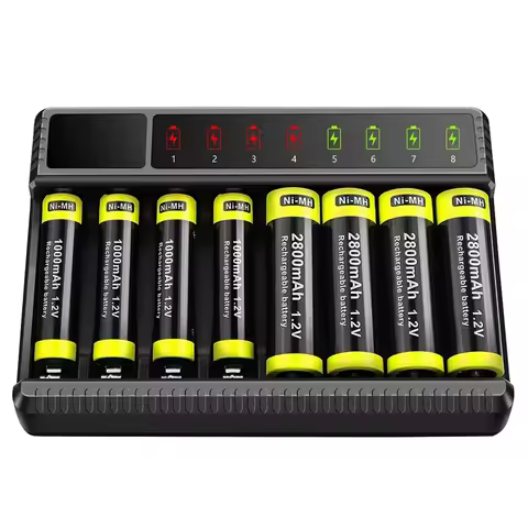 Intelligent Smart Battery Charger LED Display for 1.2V AA/AAA NiMH Rechargeable Batteries 8 Slots Ni