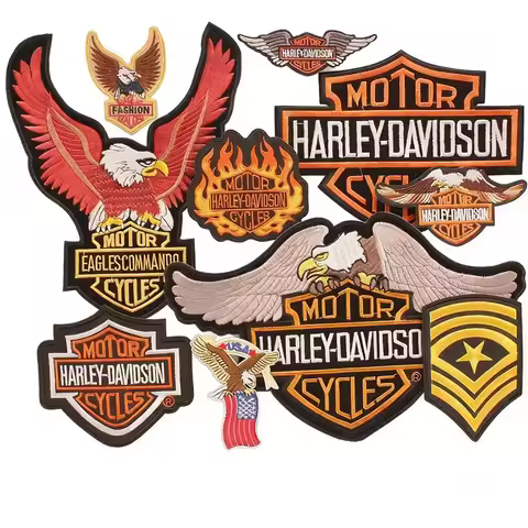 Fashion Motorcycle Logo Embroidery Fabric Patch Clothing Jacket Backpack Hot Melt Adhesive Sticker F