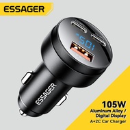 Essager 105W Digital Display Car Charger 2C+A Type C Usb PD45W Fast Charging Support PSS PD QC For 1