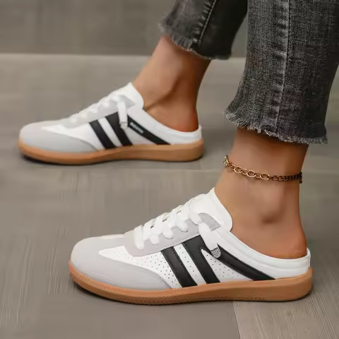 Women Mules Shoes Sports Round Toe Flat Female Footwear Casual Sneakers Clogs Platform Summer Slip o
