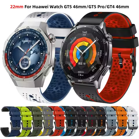 For Huawei Watch GT 5 GT5 Pro 46mm 22mm Silicone Strap Bracelet For Huawei Watch GT 5 GT 4 GT2 GT3 P