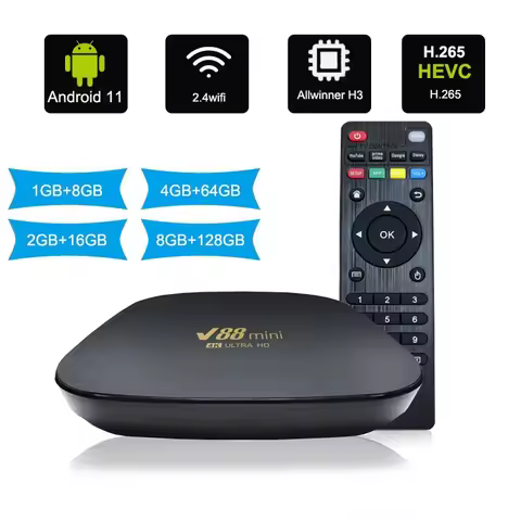Smart TV Box Android 11 Media Player V88 mini Allwinner H3 Quad Core HD 4K TV Box Smart Home TV Box 