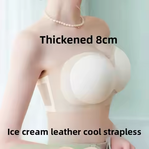 Push Up Strapless Bra for Small Chest 8cm Padded Non Slip Silky Seamless Invisible Wire Free Bralett