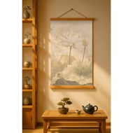 Lotus Bamboo Curtain Wall Painting - Sharp UV Printing - Feng Shui Decor Painting