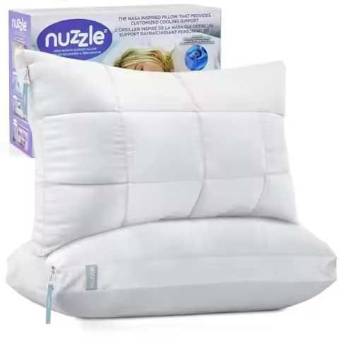 Nuzzle Pillows Standard Size Set of 2 Adjustable Firm Pillows, Luxury Hotel Collection Bed Pillows –