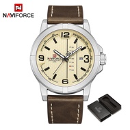 NAVIFORCE Men Watch Leather Waterproof Watch Fashion Casual Sport Original Quartz Wristwatch Date Lu