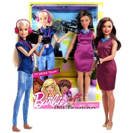 (ล้างสต๊อก) Barbie TV NEWS TEAM ชุด บาร์บี้ นักข่าว (ได้ทั้งคู่) ลิขสิทธิ์แท้100%  พร้อมอุปกรณ์ 5ชิ้น FJB22 ตุ๊กตาบาร์บี้