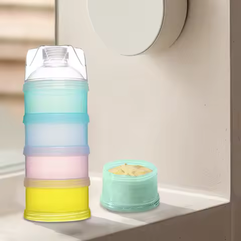 4-Layer Portable Baby Formula Dispenser, Baby Food Storage Box, Baby Milk Powder Container Suitable 