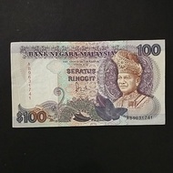 Malaysia Old Banknote RM 100 Jaafar Signed Prefix AB