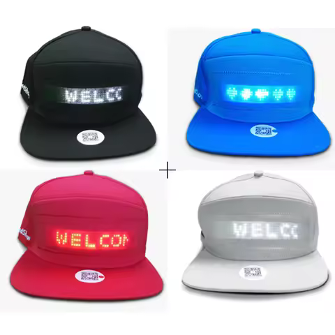 Mobile Phone APP LED Hat Glow Wirelessly Send Word Scrolling Bluetooth Flexible Screen LED Cap LED S