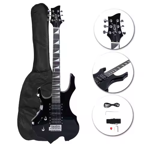 37" Electric Guitar Black Basswood Left Handed with Bag