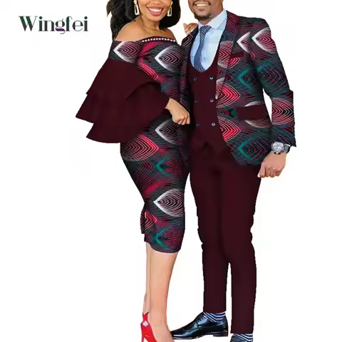 Dashiki African Lovers Suit Party Clothing Husband and Wife Suit African Clothes for Couple Men and