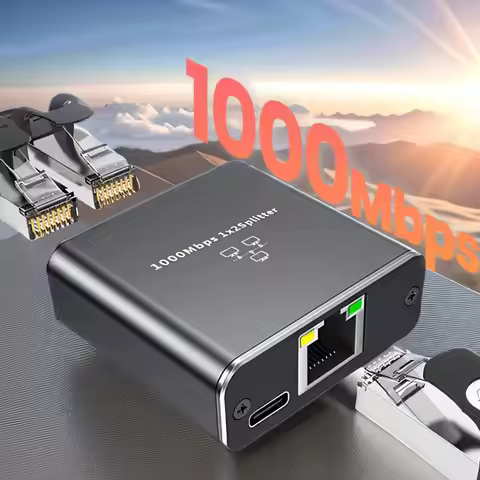 1000Mbps RJ45 Ethernet Splitter 1 to 2 Out Network Splitter with USB Power Cable RJ45 Internet Split