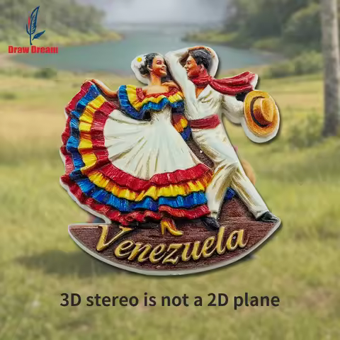 1PCEcuadorianElegantDancePose3DStereoscopicRefrigeratorMagnet,Travel Souvenir Collection Item, Perso