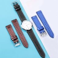 18mm 20mm 22mm 24mm Leather Watch Strap Carbon Fiber Pattern Belt Bracelet for Women Men Wristband for Seiko Watch Band